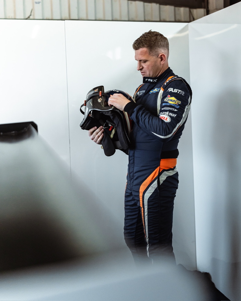 Will Powell preparing in the garage
